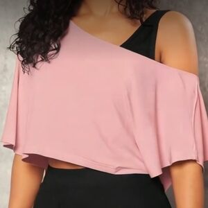 Elegant Off-Shoulder Pink Crop Top